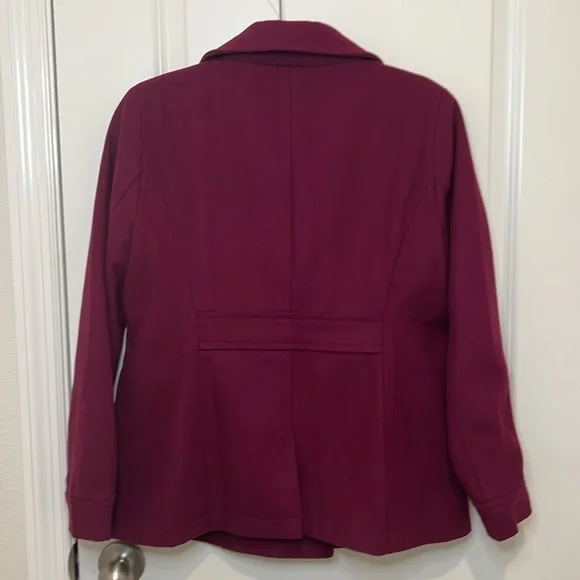 Old Navy Burgundy Peacoat Size Medium Petite - Picture 3 of 4
